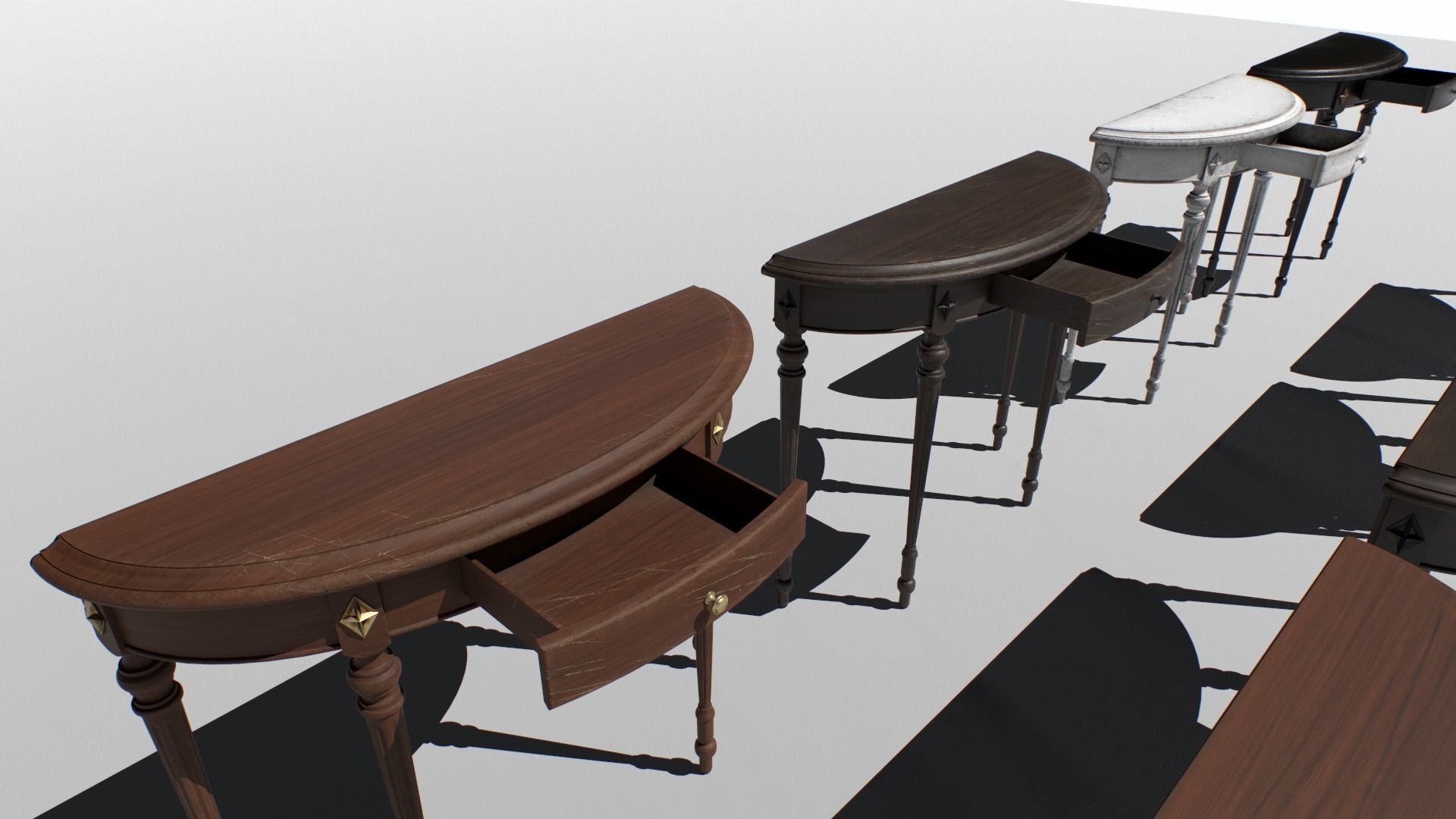 Console table set Low-poly 3D model_5