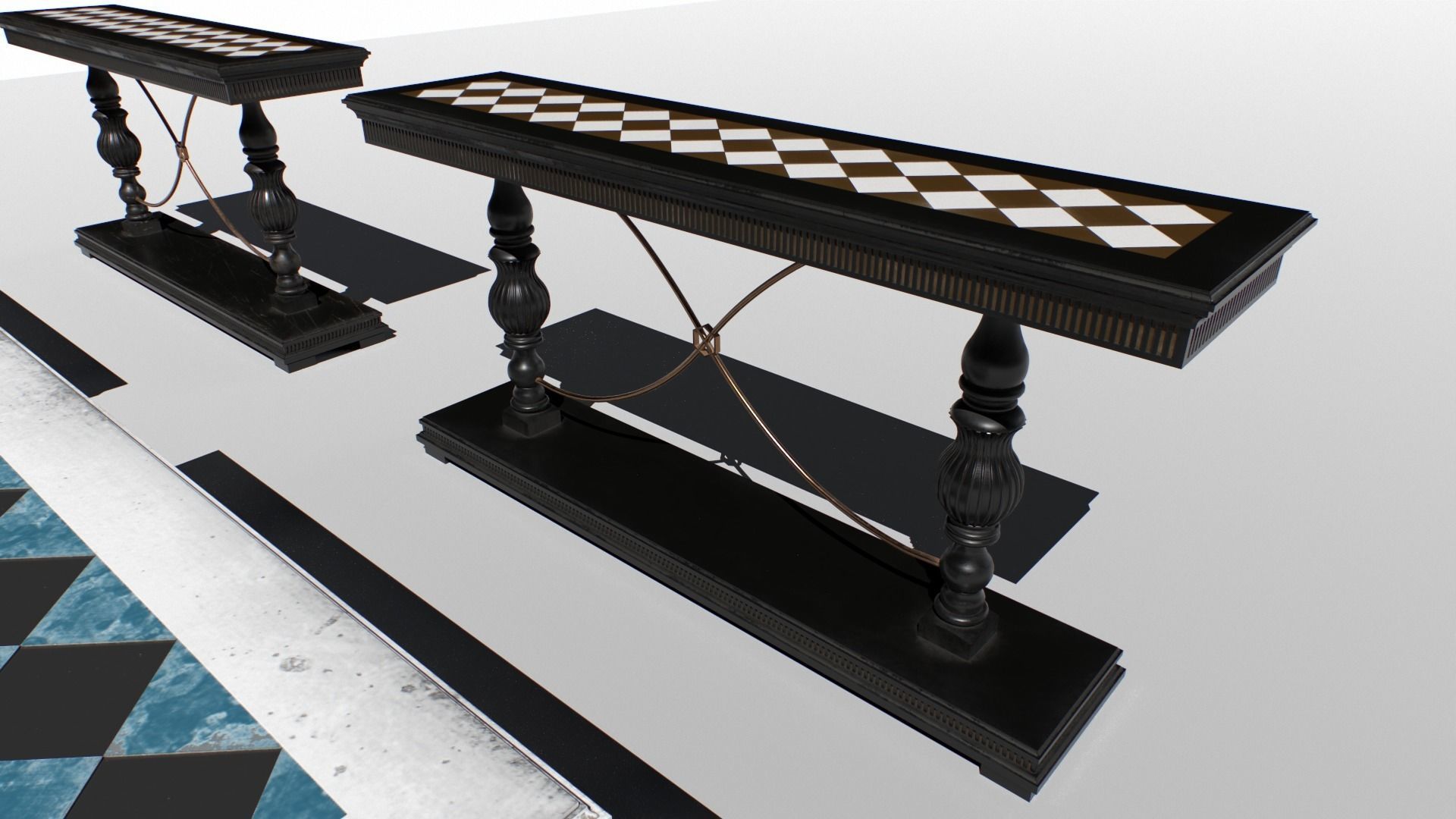 Vintage Console set Low-poly 3D model_3