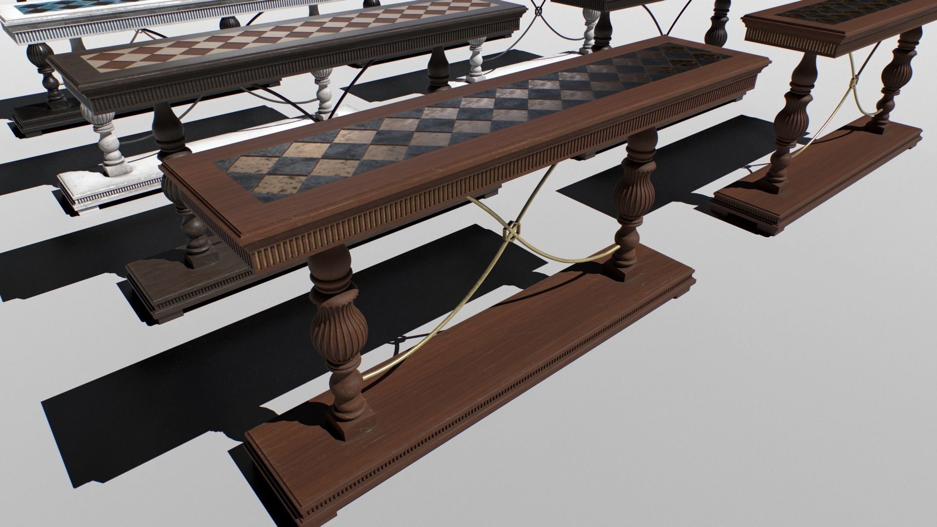 Vintage Console set Low-poly 3D model_4