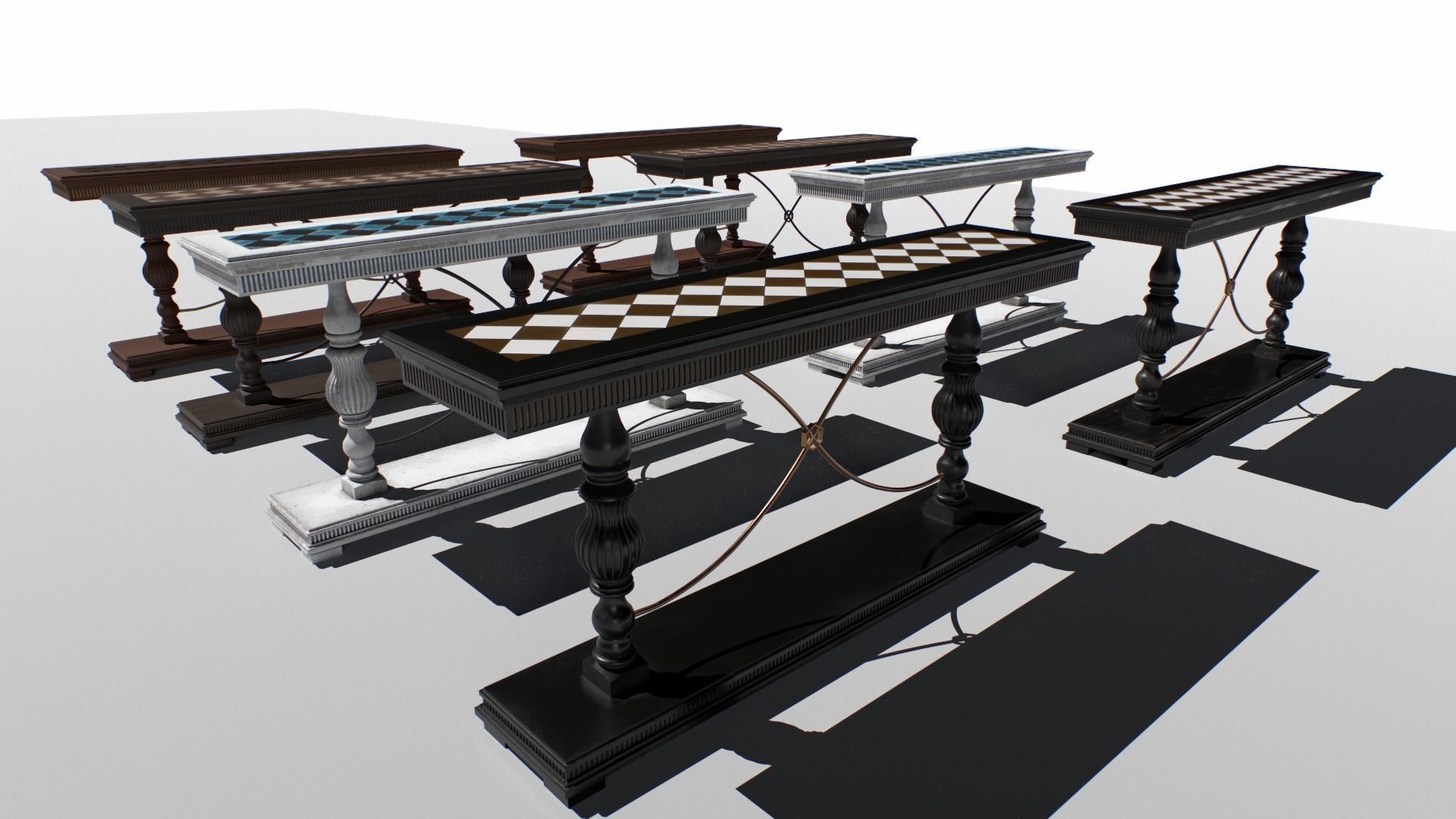 Vintage Console set Low-poly 3D model_8