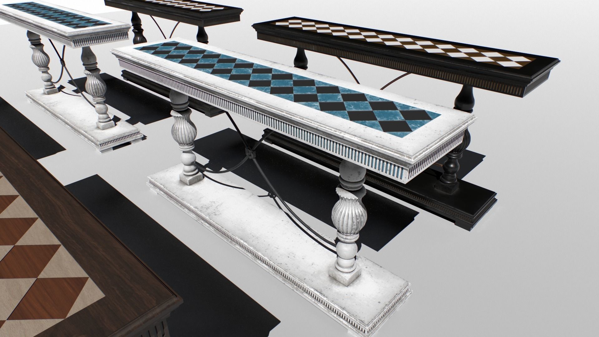 Vintage Console set Low-poly 3D model_2