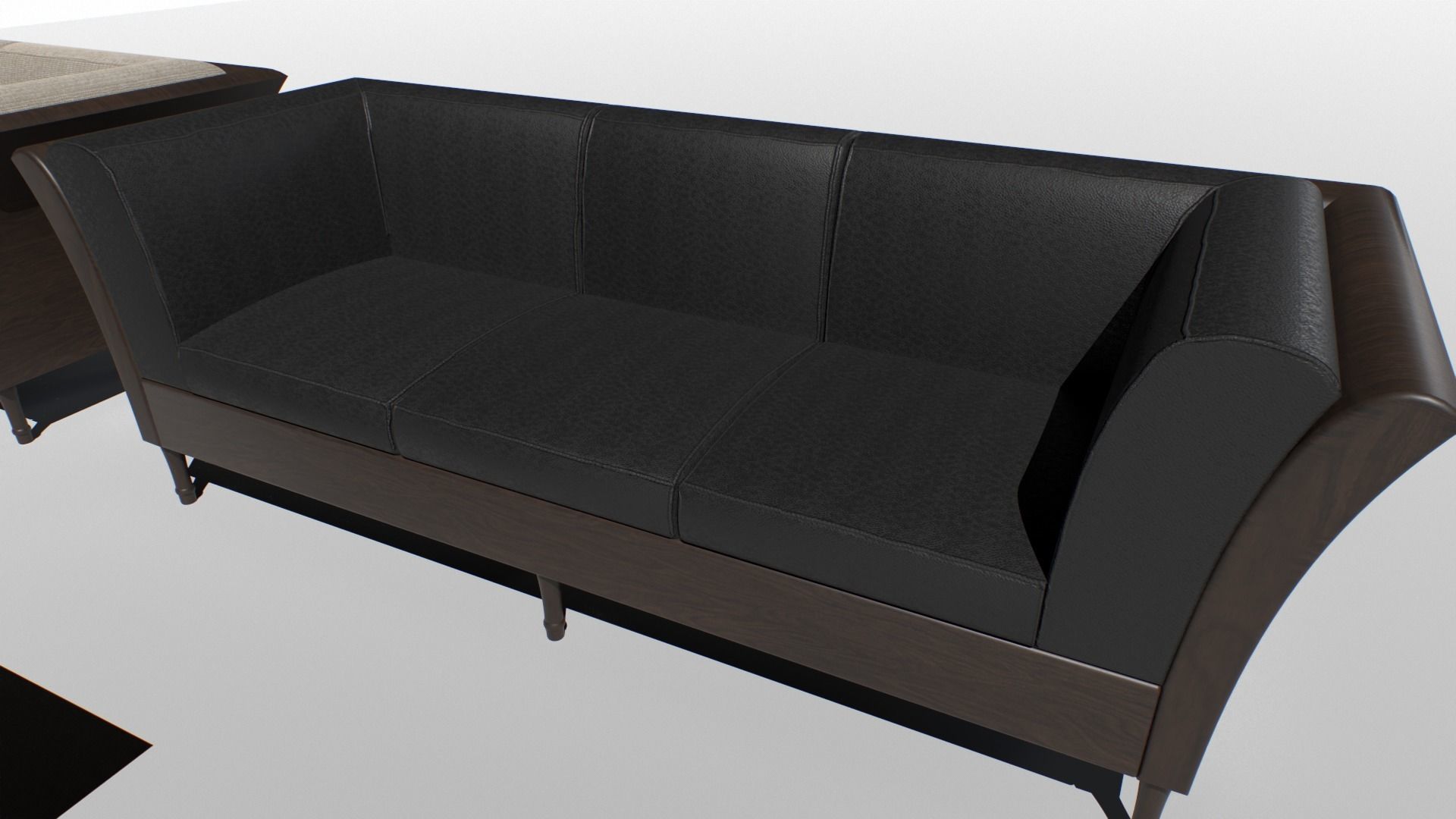 Sofa set Low-poly 3D model_2