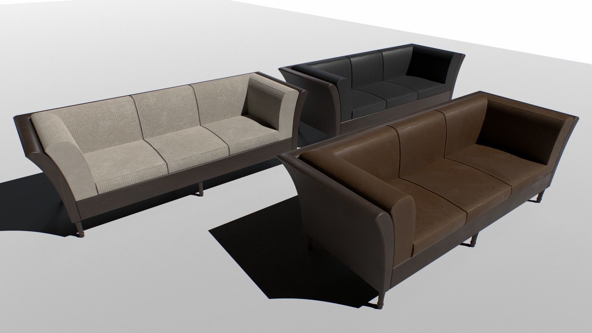 Sofa set Low-poly 3D model_4