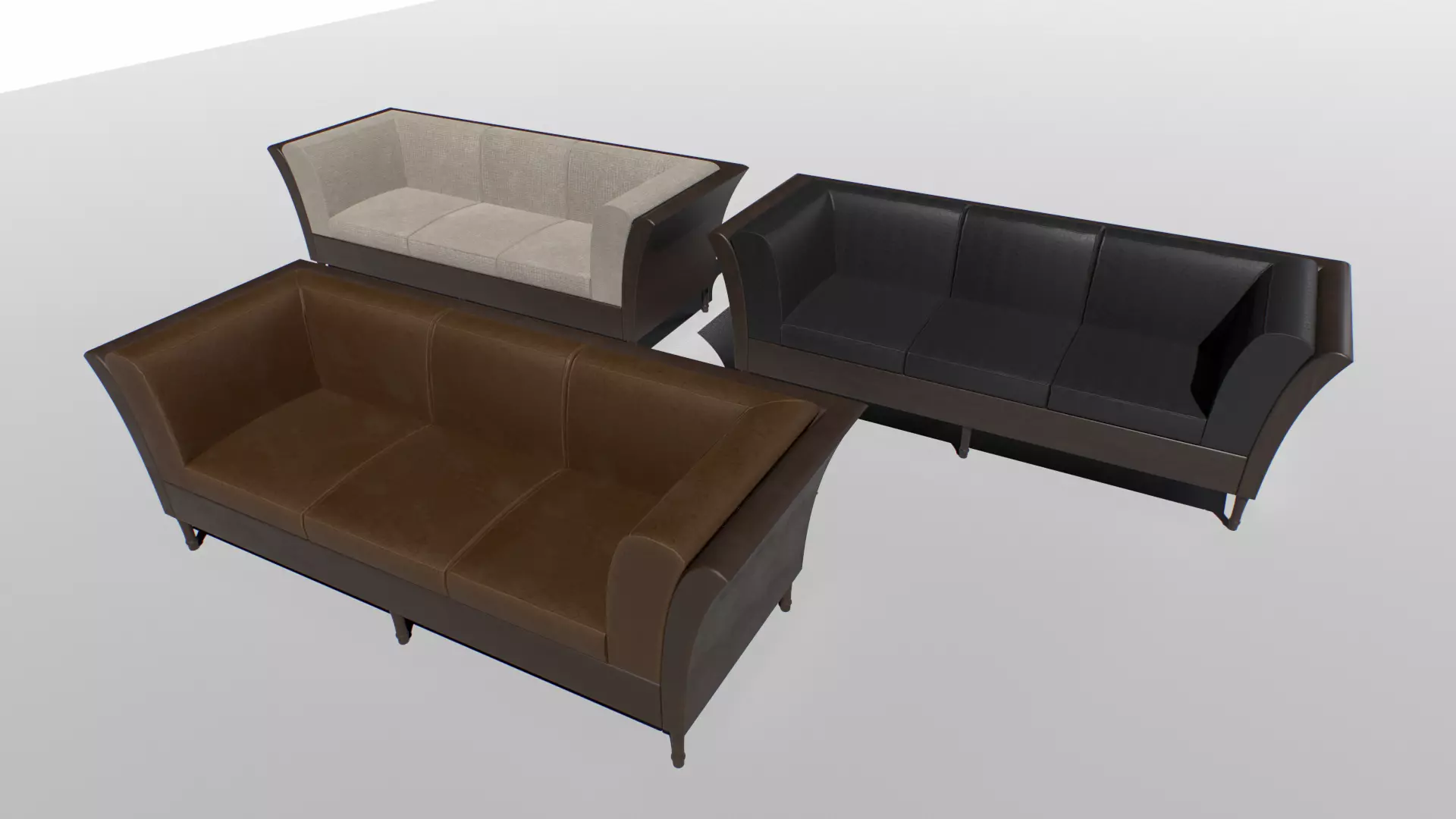 Sofa set Low-poly 3D model_0