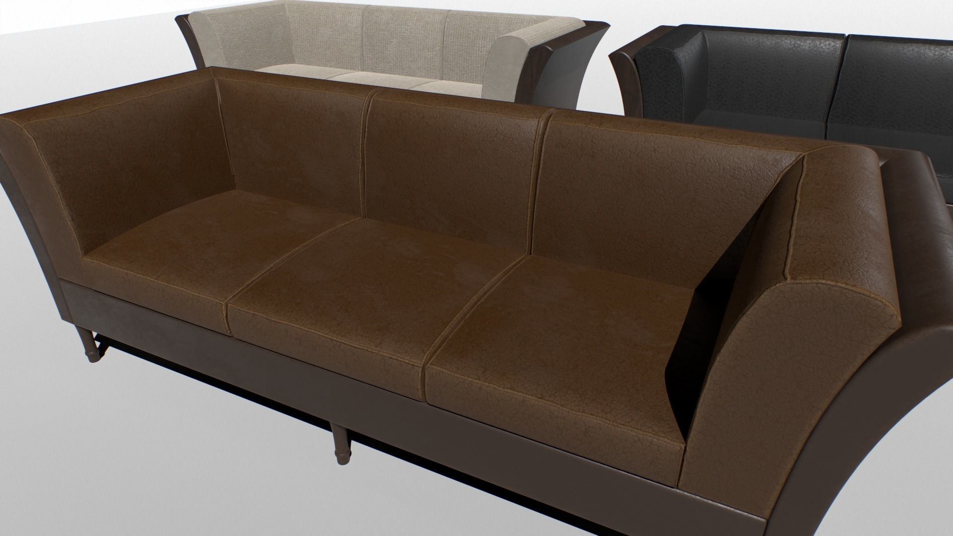 Sofa set Low-poly 3D model_1