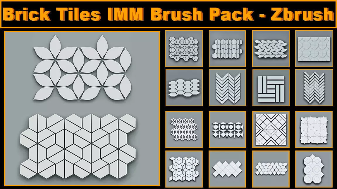 Brick Tiles IMM Brush Pack for Zbrush Low-poly 3D model_0