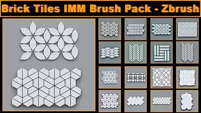 Brick Tiles IMM Brush Pack for Zbrush