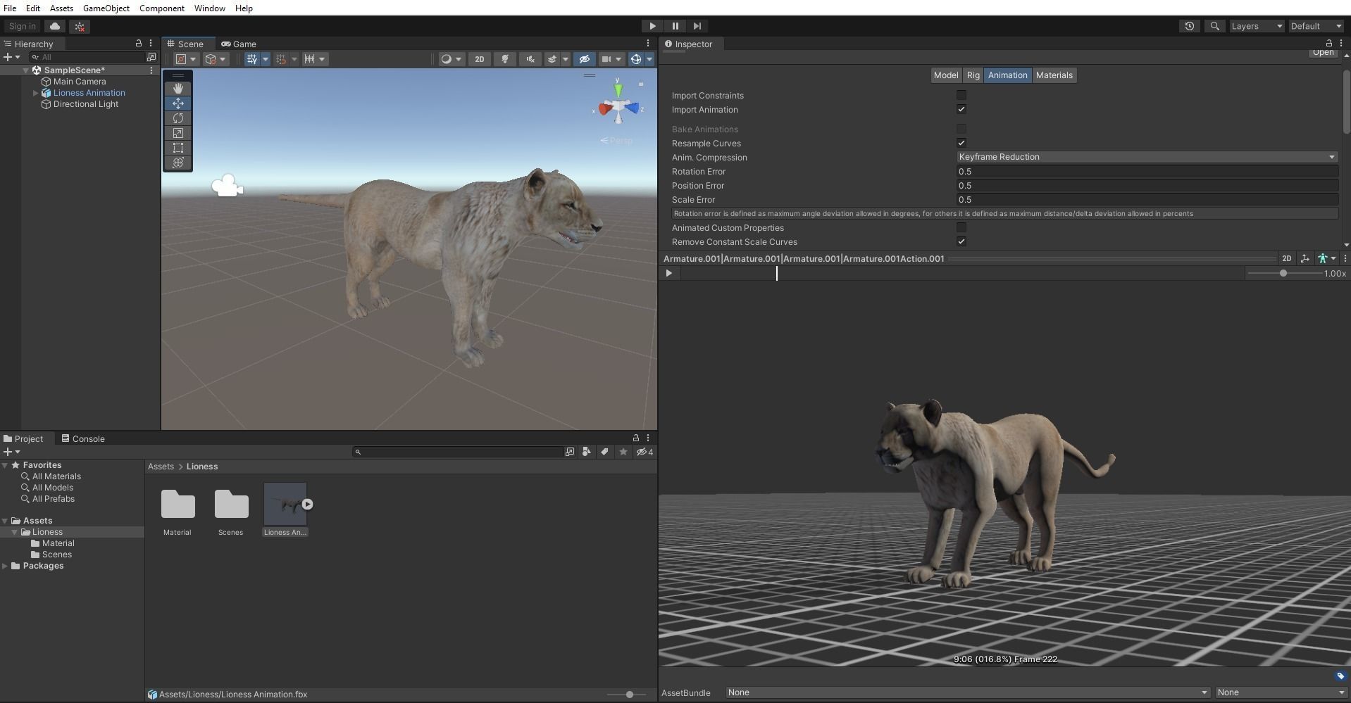 Lioness Rigged and Animation in Blender Unity Low-poly 3D model_16