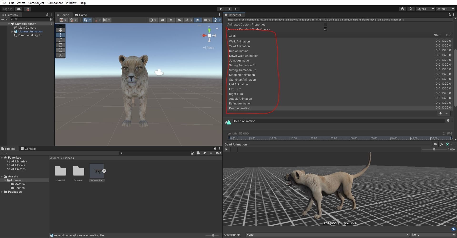 Lioness Rigged and Animation in Blender Unity Low-poly 3D model_18