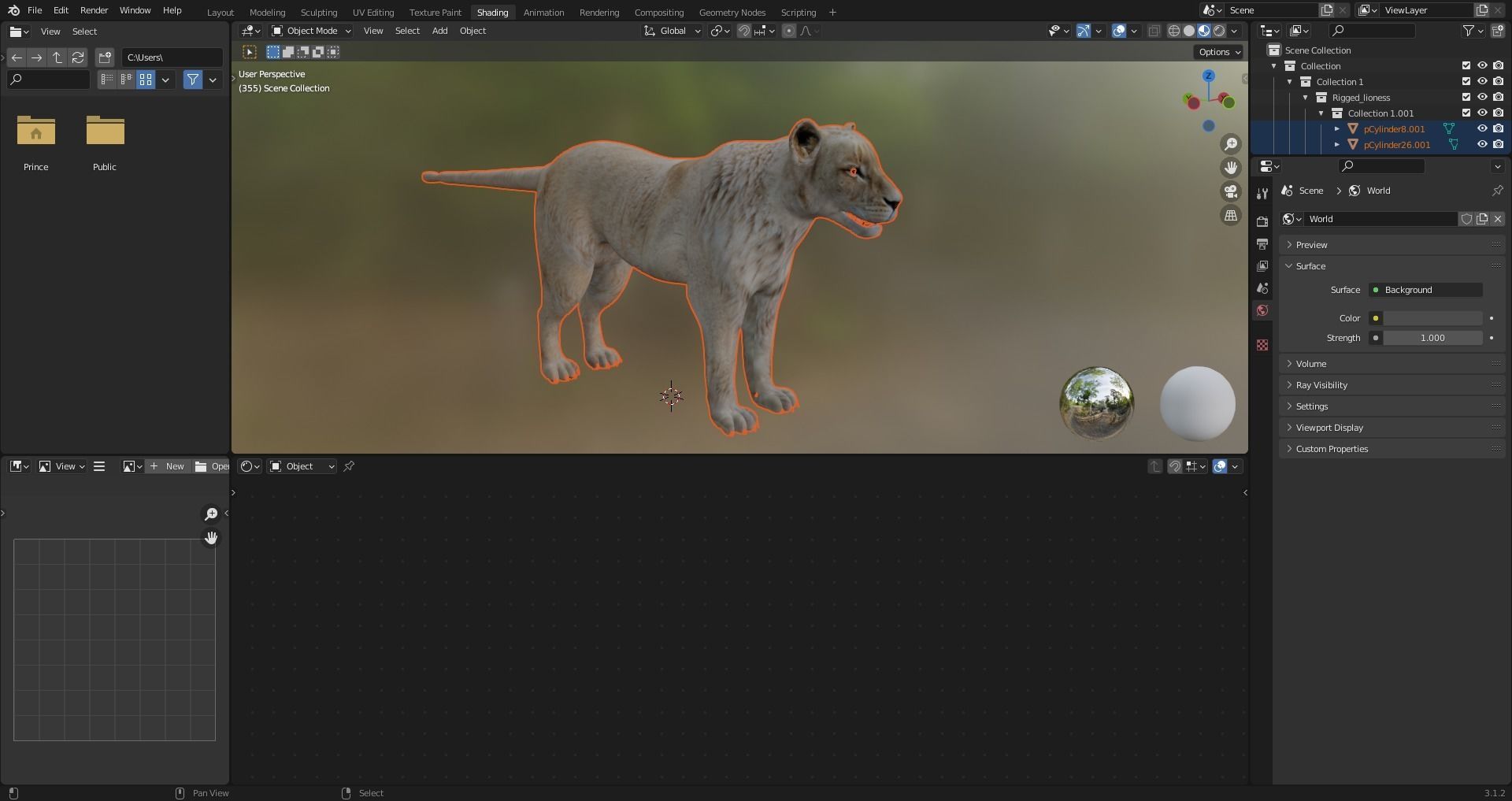Lioness Rigged and Animation in Blender Unity Low-poly 3D model_17