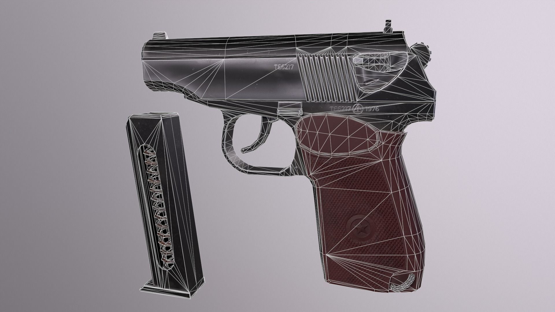 Makarov Pistol Gun Low-poly 3D model Free low-poly 3D model_8
