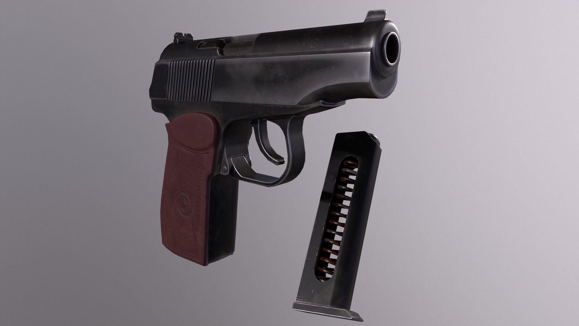 Makarov Pistol Gun Low-poly 3D model Free low-poly 3D model_7