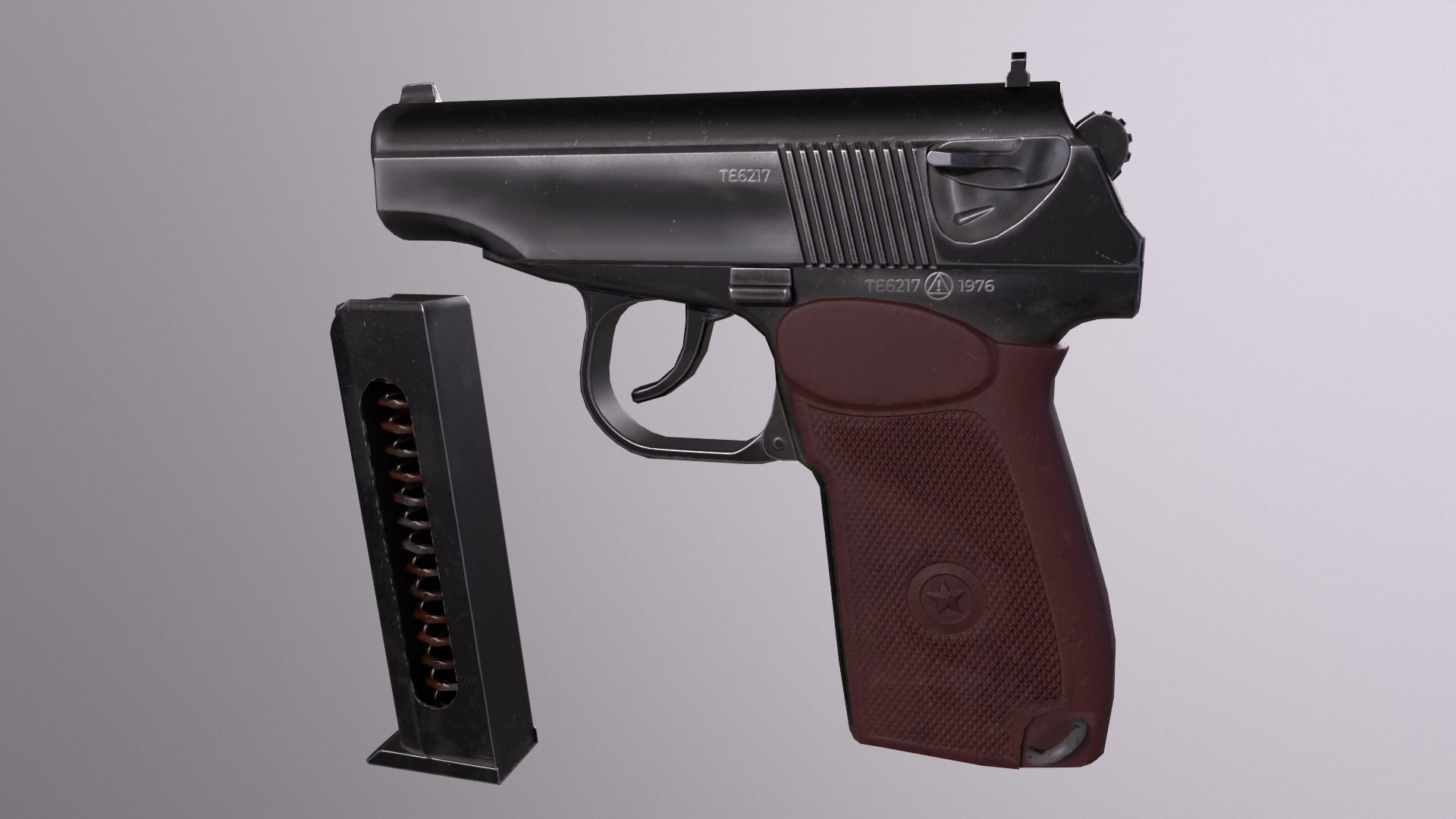 Makarov Pistol Gun Low-poly 3D model Free low-poly 3D model_9
