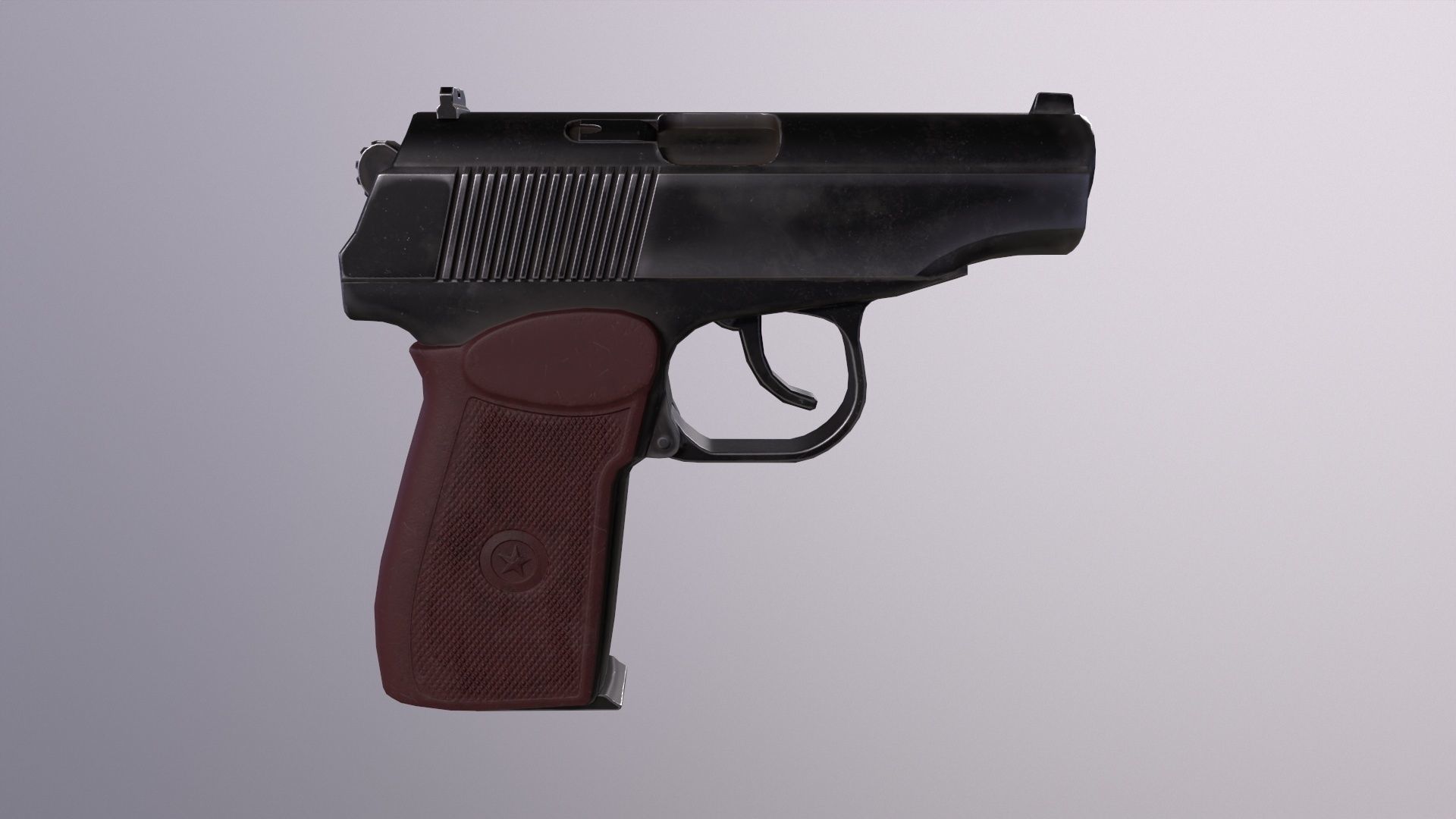 Makarov Pistol Gun Low-poly 3D model Free low-poly 3D model_5