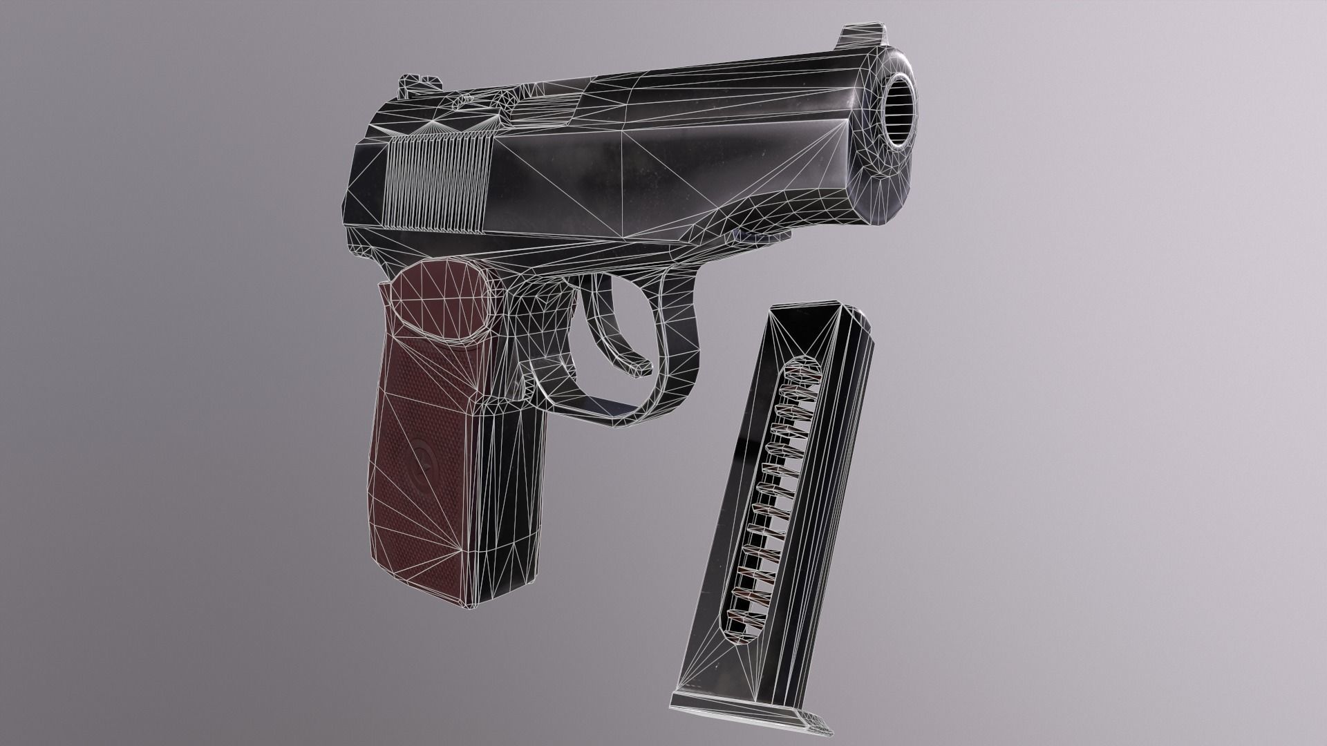 Makarov Pistol Gun Low-poly 3D model Free low-poly 3D model_12