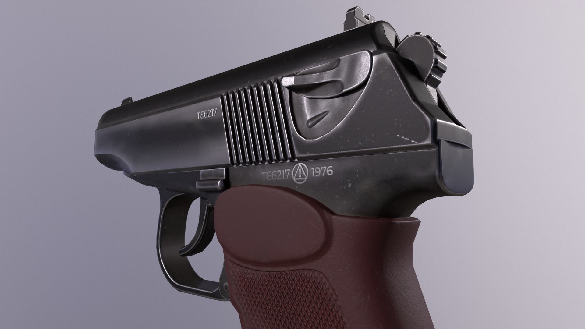 Makarov Pistol Gun Low-poly 3D model Free low-poly 3D model_3