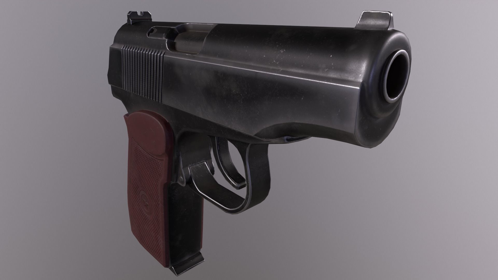 Makarov Pistol Gun Low-poly 3D model Free low-poly 3D model_6