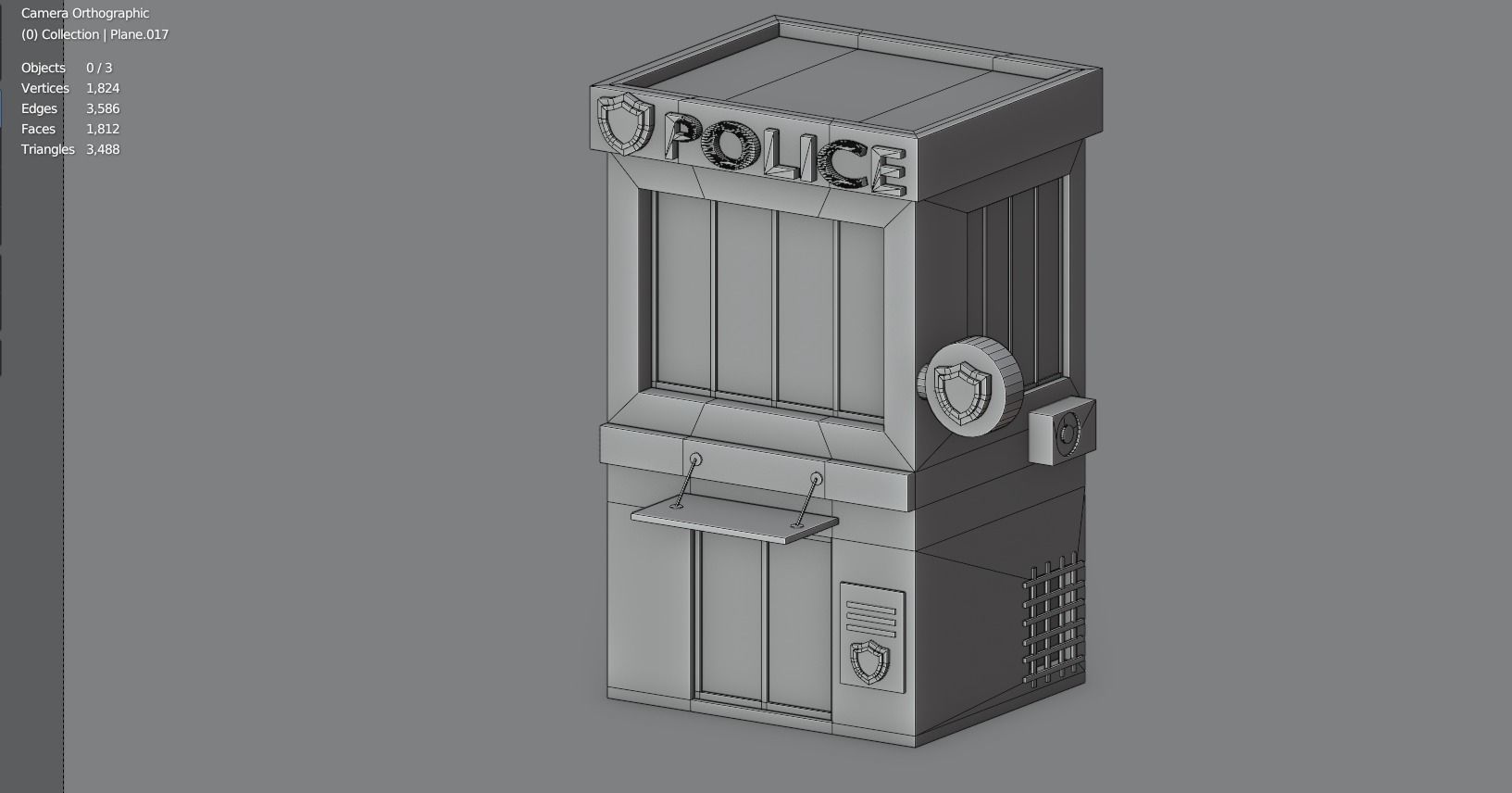 Police Station Low-poly 3D model_2