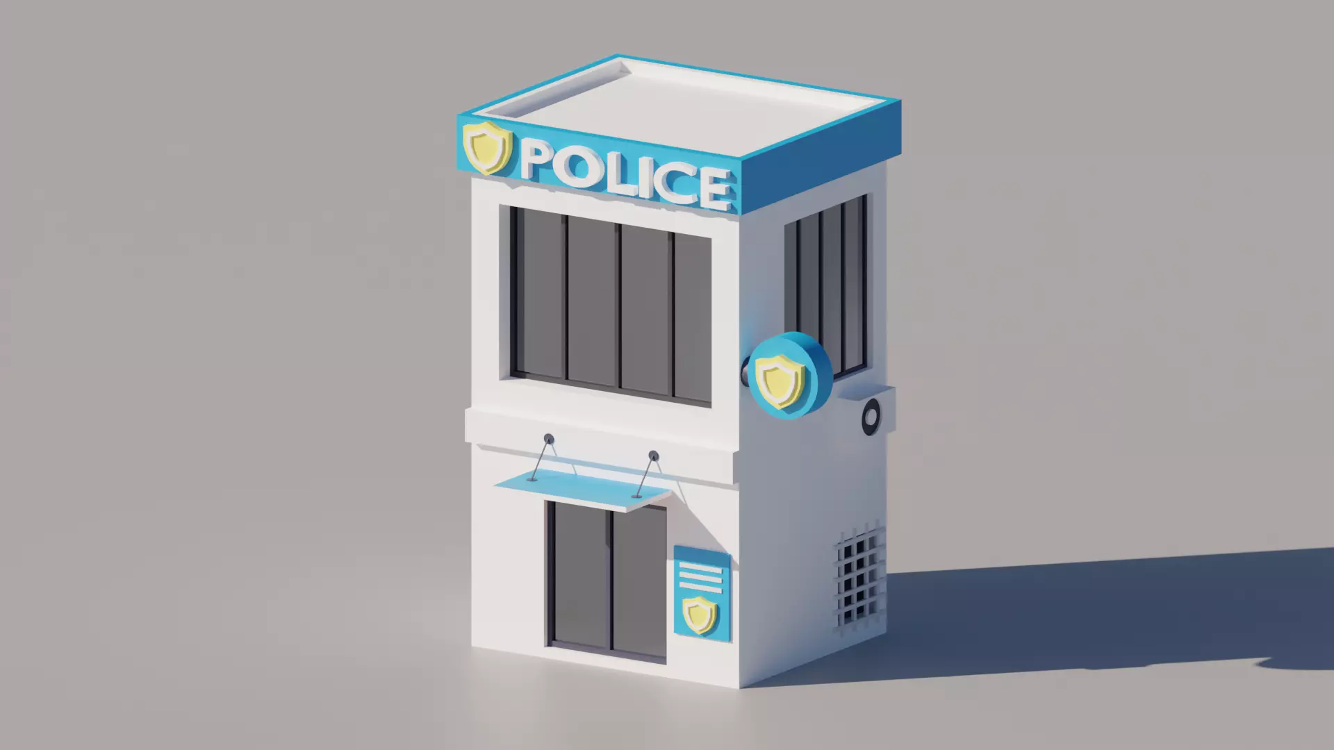 Police Station Low-poly 3D model_0