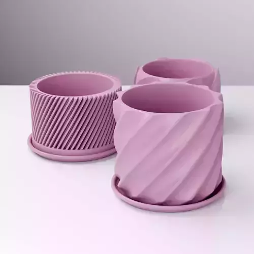 Set of 03 Geometric Planter Pots with Drain Holes