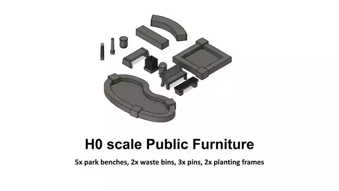 Public Furniture and Elements - H0 Scale 3D print model