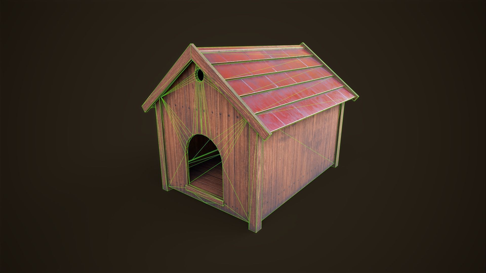 Doghouse Low-poly 3D model_4