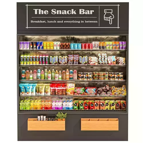 Showcase in a supermarket with food and drinks 32 3D model