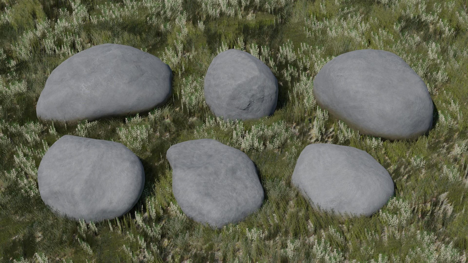 Boulders Set Low-poly 3D model_1
