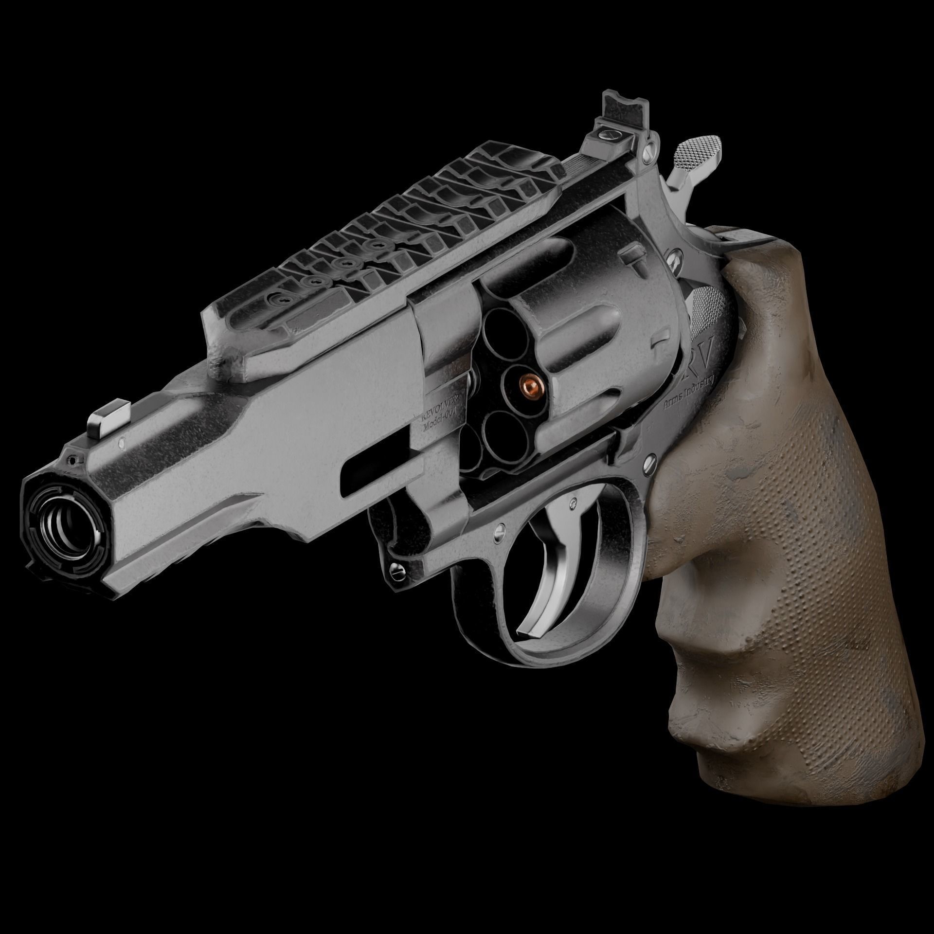 REVOLVER Low-poly 3D model_7