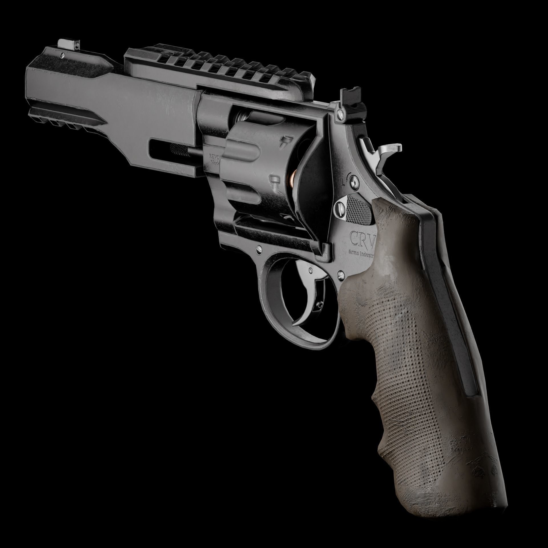 REVOLVER Low-poly 3D model_6