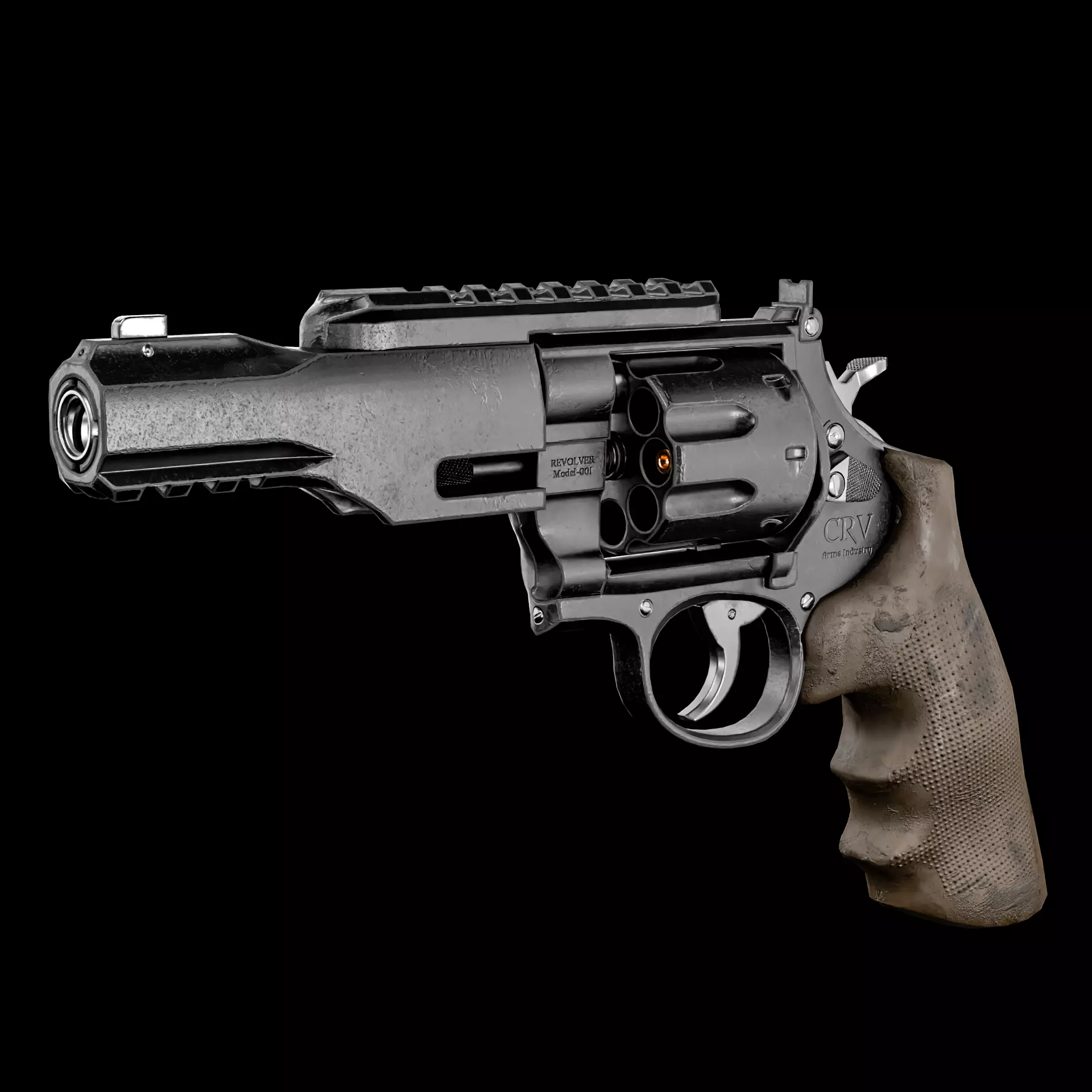 REVOLVER Low-poly 3D model_0