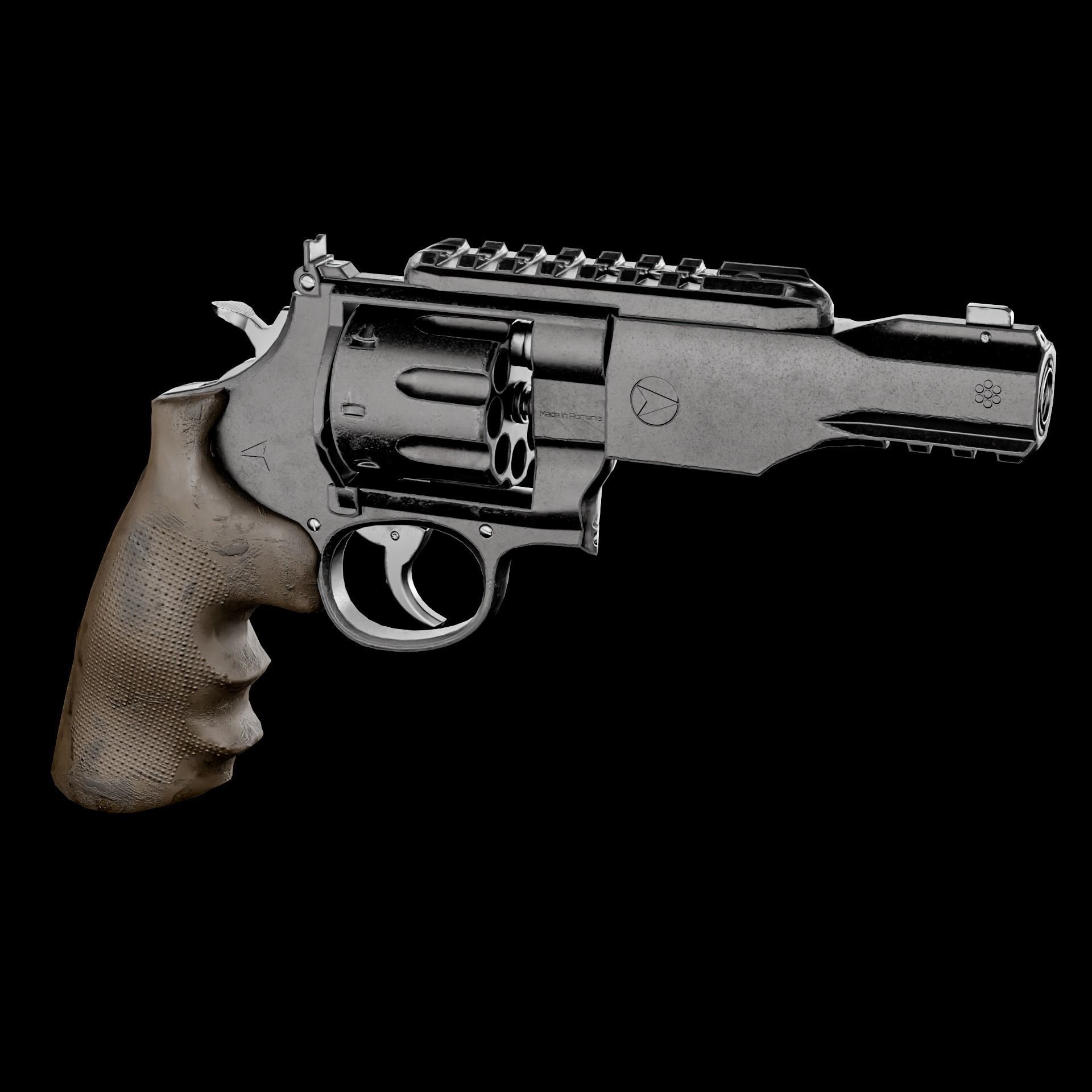 REVOLVER Low-poly 3D model_1
