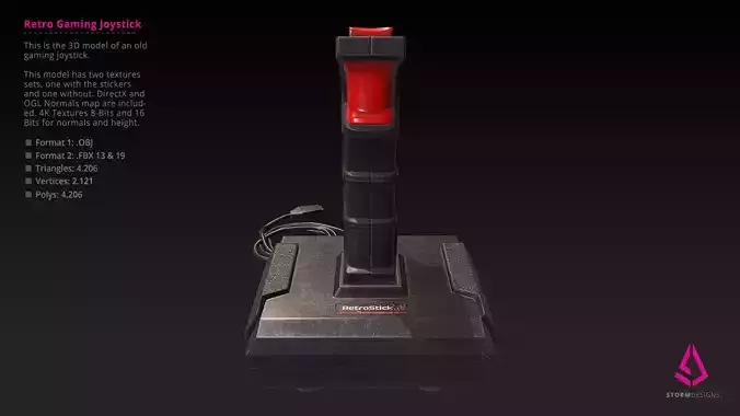 Retro Gaming Joystick Low Poly PBR UE4 Low-poly 3D model Retro Gaming Joystick Low Poly PBR UE4 Low-poly 3D model