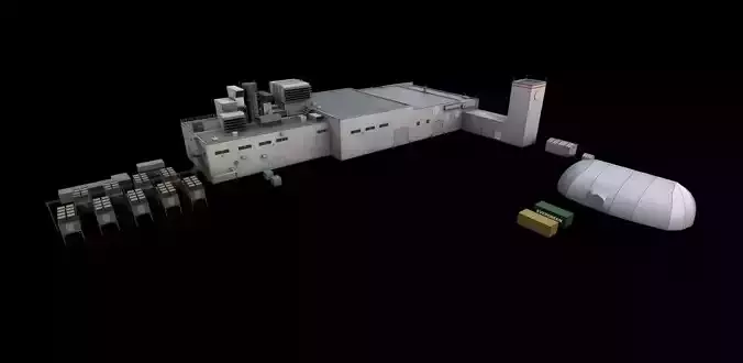 3D Building Low Poly warehouse