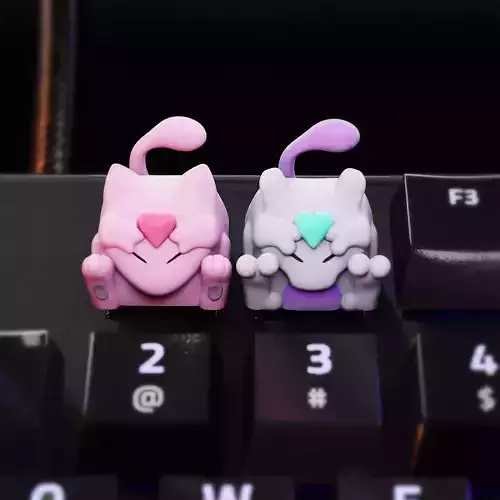 Mew And Mewtwo of love Keycaps - Mechanical Keyboard