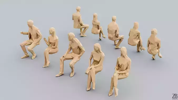 Lowpoly Sitting People