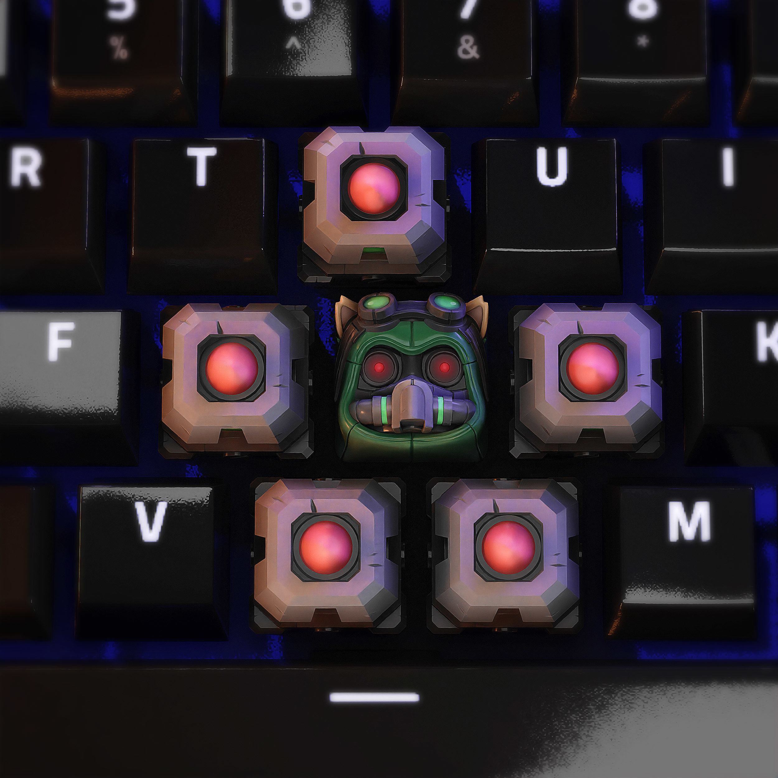 Teemo Omega Squad Keycaps - LOL - Mechanical Keyboard 3D print model_1