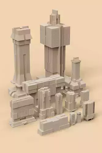 Sci-Fi Cyberpunk Buildings Pack - 13 Buildings Free 3D model