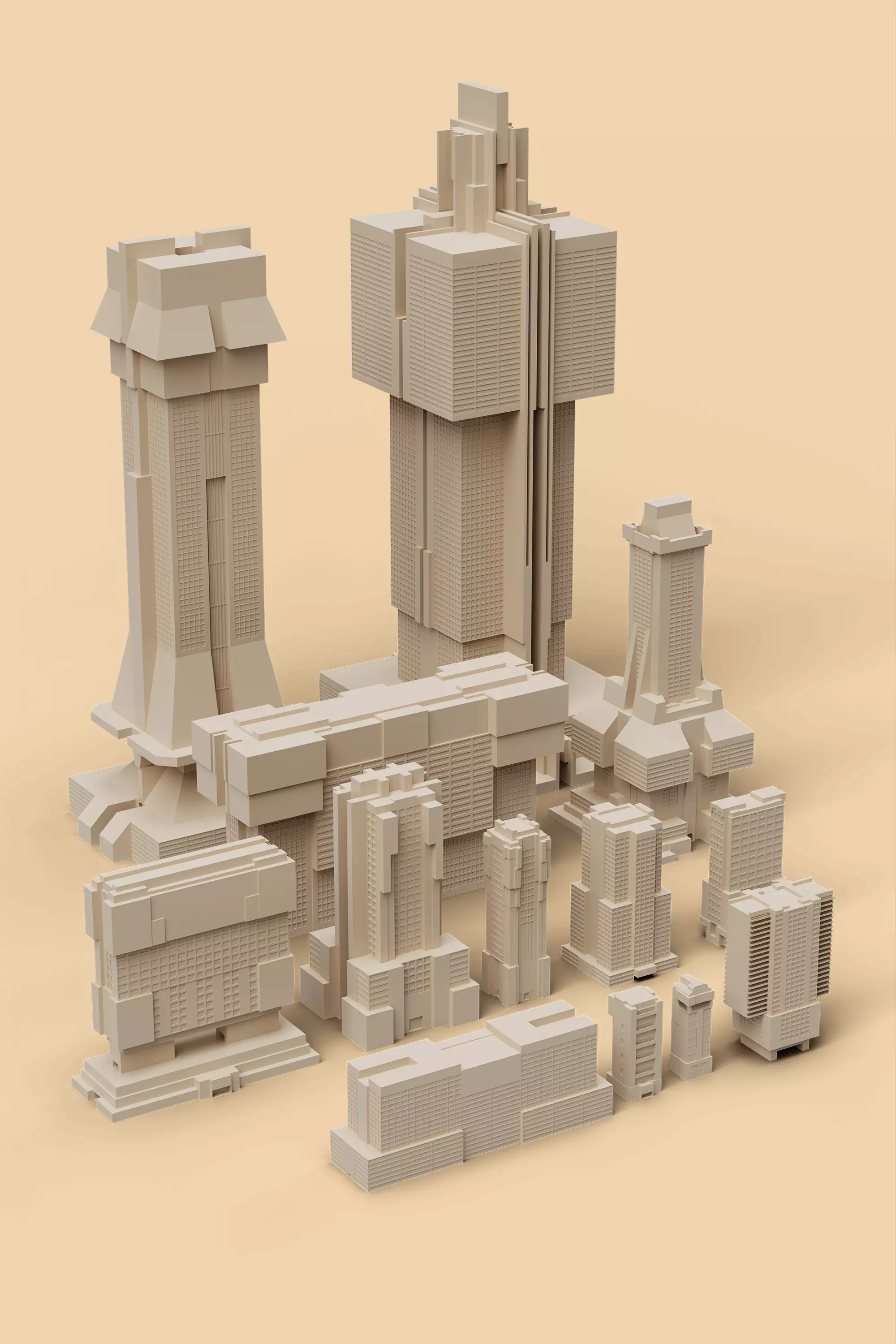 Sci-Fi Cyberpunk Buildings Pack - 13 Buildings Free 3D model_0