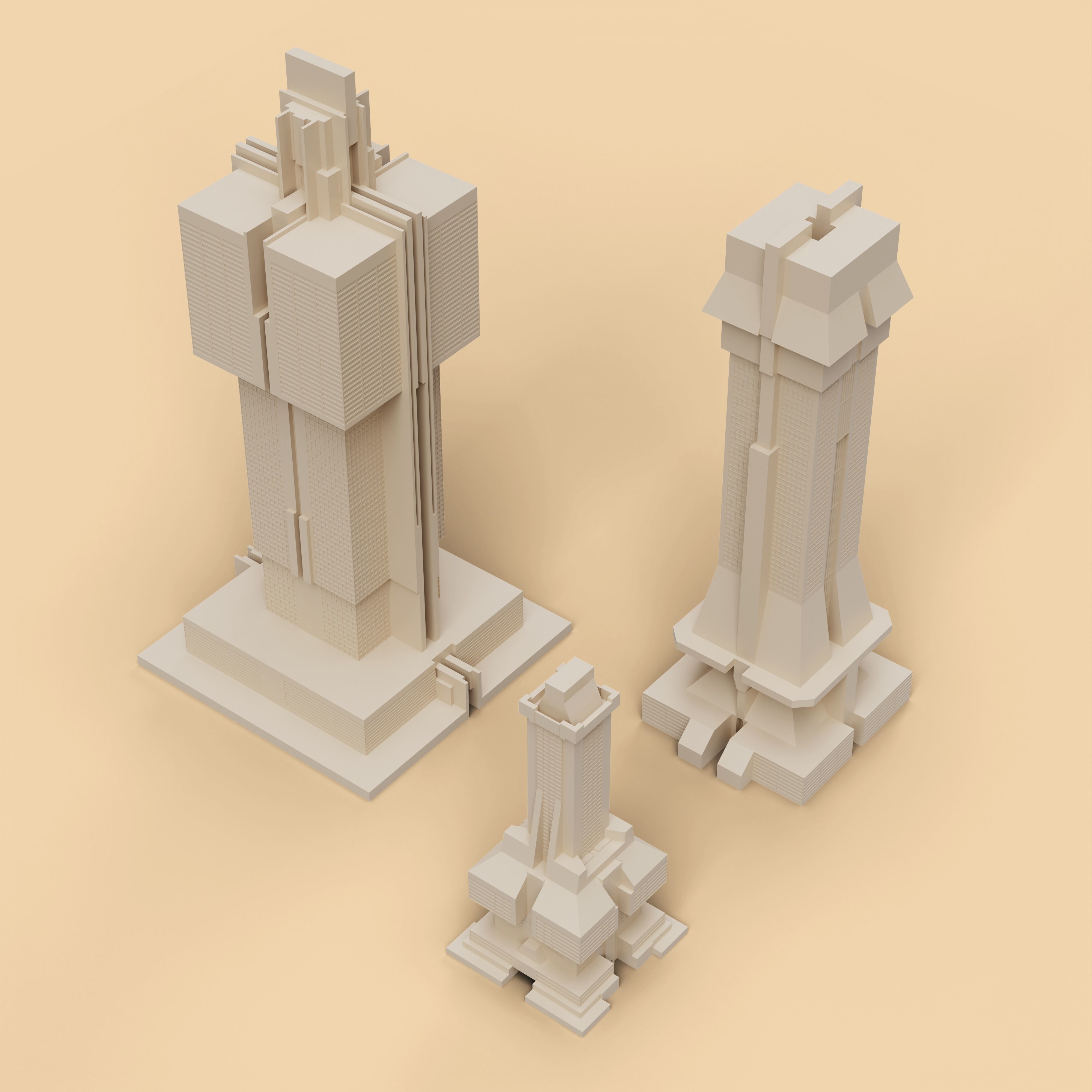 Sci-Fi Cyberpunk Buildings Pack - 13 Buildings Free 3D model_3