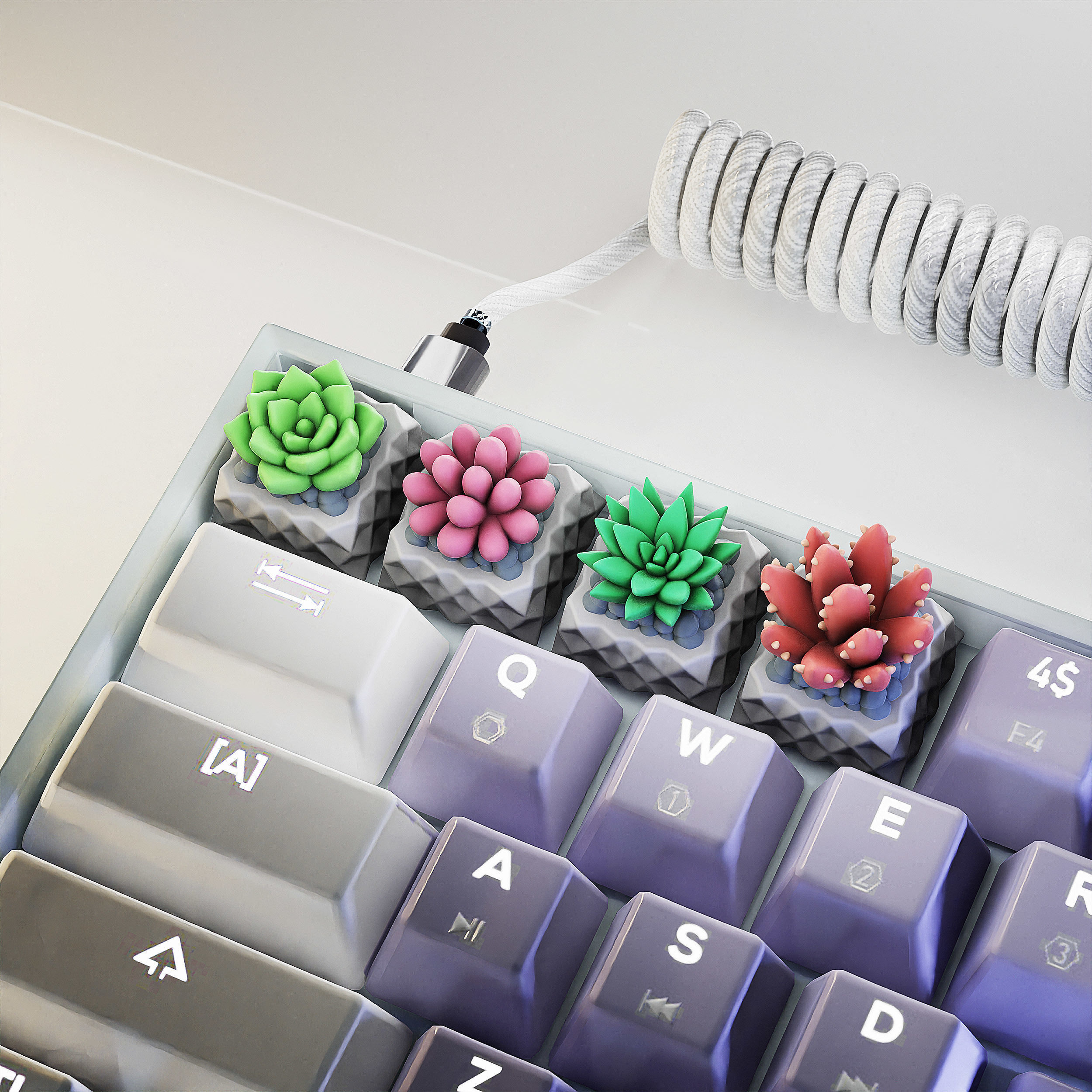Succulents Plants Keycaps - Mechanical Keyboard  3D print model_1