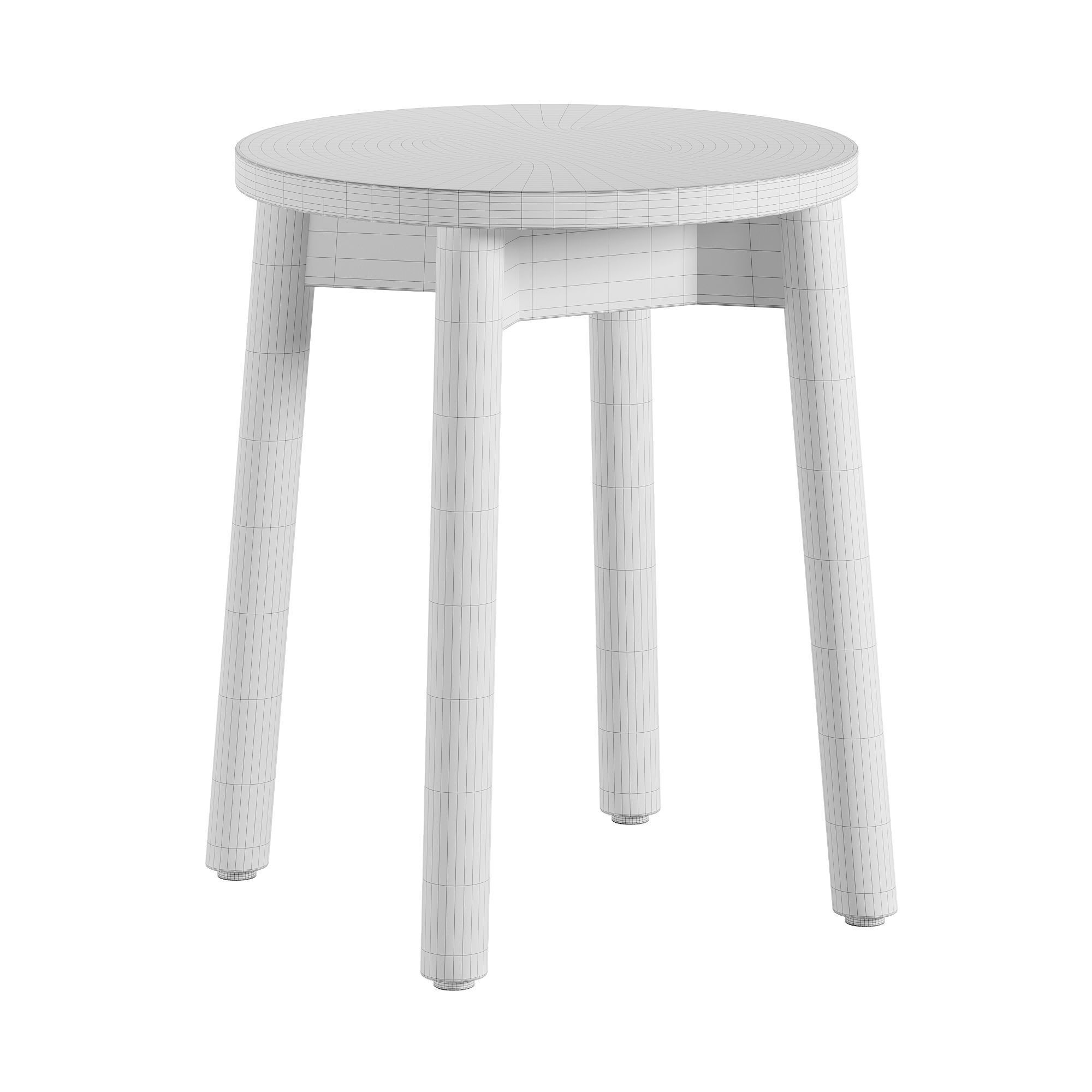 FABLE Oak Low Stool Low-poly 3D model_3