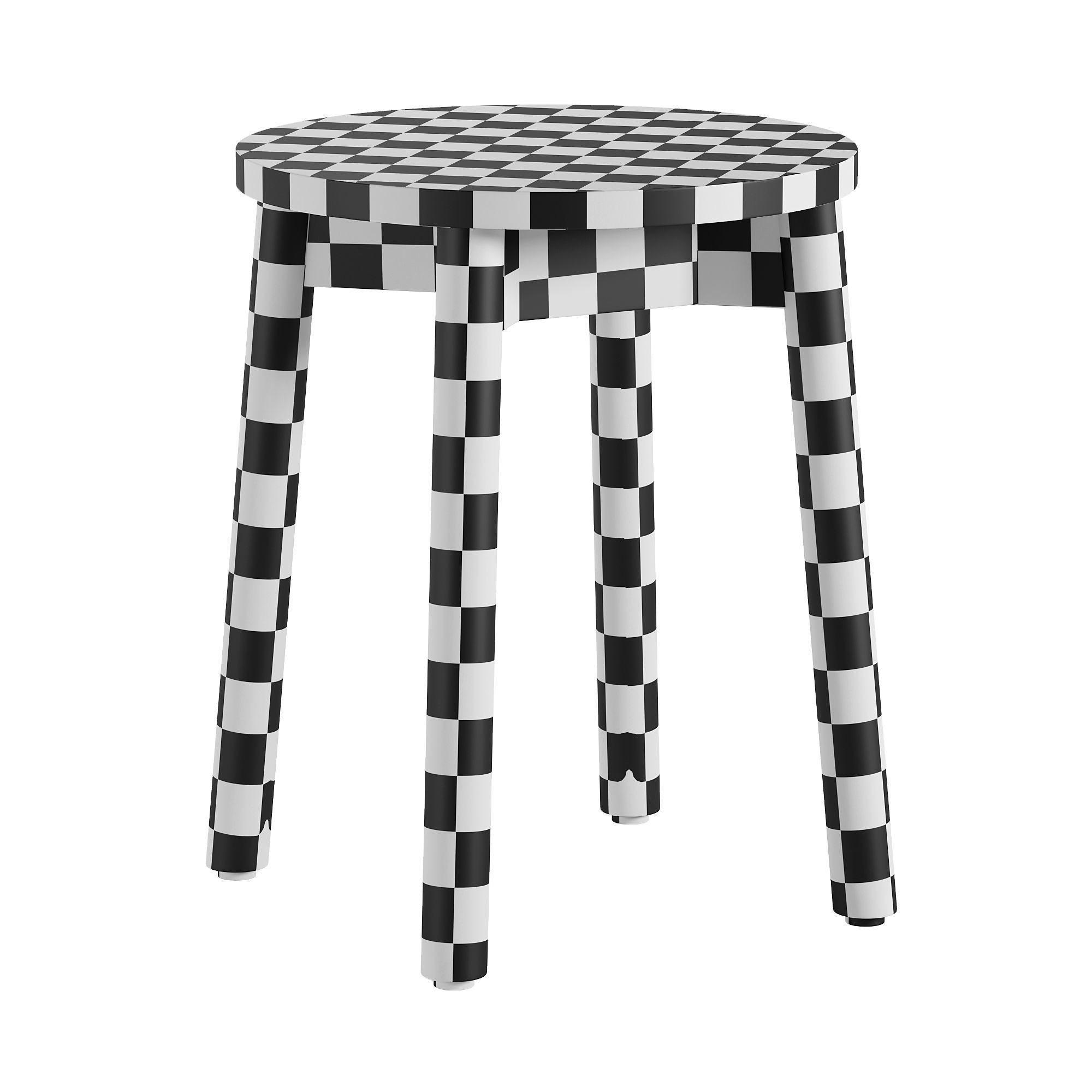 FABLE Oak Low Stool Low-poly 3D model_2