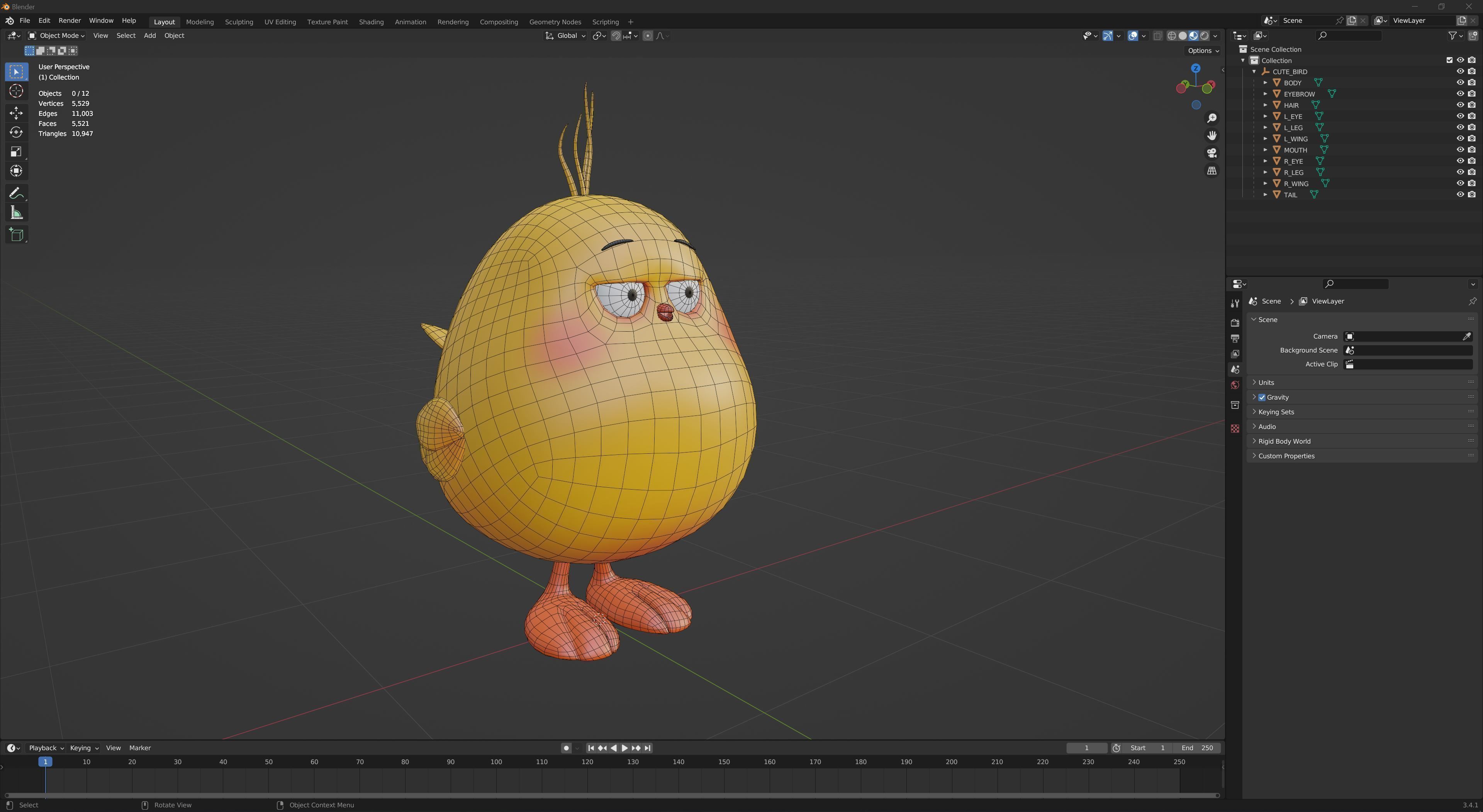 Cartoon Cute Bird Low-poly 3D model_10