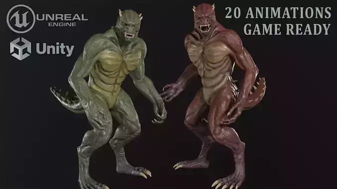 Lizard monster Low-poly 3D model