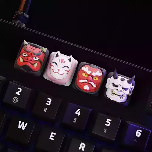 Japanese Masks Keycaps - Mechanical Keyboard 3D print model