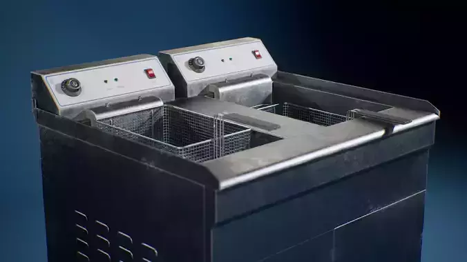 Commercial Restaurant Deep Fryer PBR Game-Ready 3D model