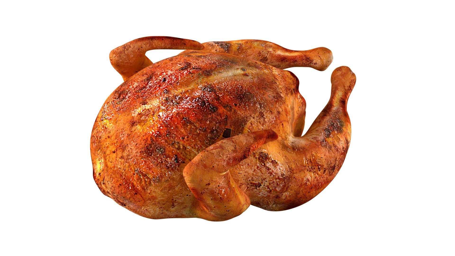 Food Roast Chicken Strawberries Chopping Board 3D Model 3D model_6