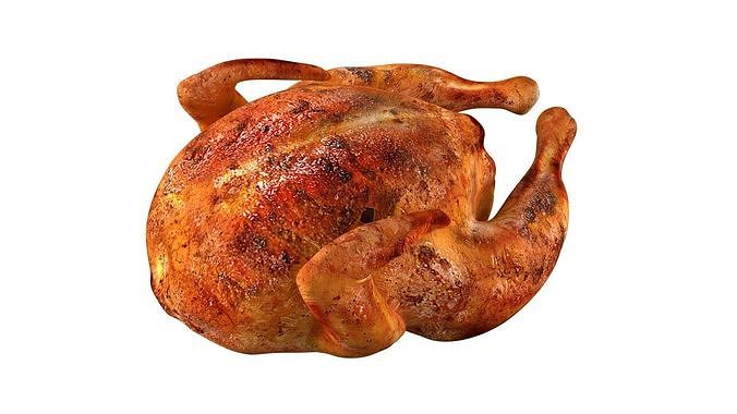 Food Roast Chicken Strawberries Chopping Board 3D Model 3D model 7