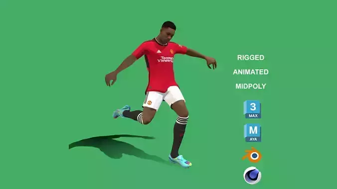 3D Rigged Anthony Martial Manchester United 2024 3D model